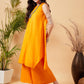InWeave Women's Tangy Orange Short Kurta Palazzo Set - Swadesiicart