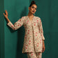 trueBrowns Pink Floral Cotton Printed Neck Pleat Co-ord Set - Swadesiicart
