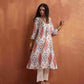 trueBrowns Off White Ikat Print Kurta Set | Swadesiicart