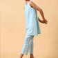 trueBrowns Cotton Linen Light Blue Sleeveless Co-Ord Set - Swadesiicart