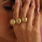 trueBrowns Brass Textured Two-Finger Ring | Swadesiicart