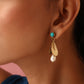 trueBrowns Brass Pearl Drop Earrings - Swadesiicart
