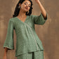 trueBrowns Light Green Bandhani Printed Silk Co-Ord Set - Swadesiicart