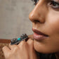 trueBrowns Silver Tone Abstract Oval Ring | Swadesiicart