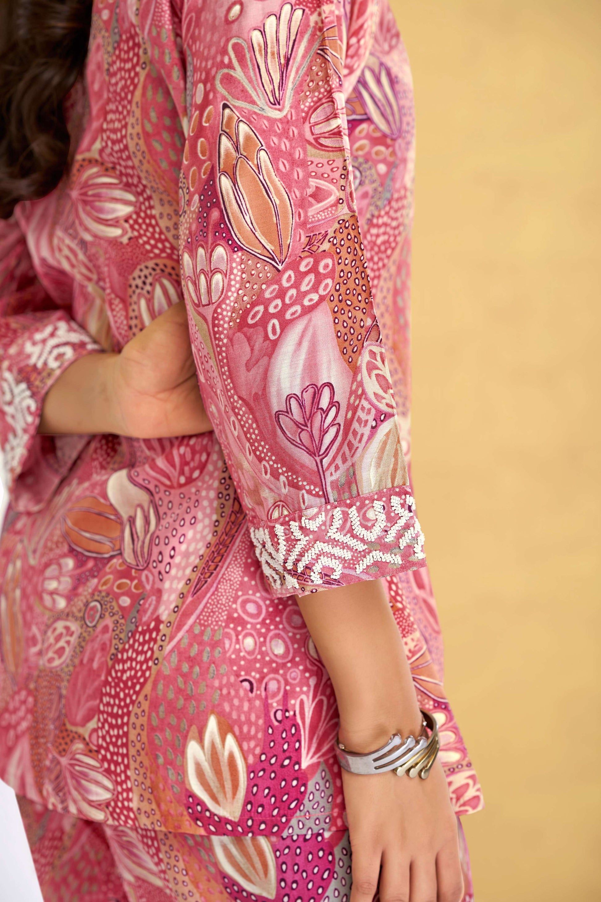 BulBul Saumya Rust Chanderi Co-Ord Set - Swadesiicart