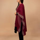 trueBrowns Maroon Woollen Geometric Kaftan Cape | Swadesiicart