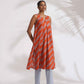 trueBrowns Orange Cotton Print Sleeveless Kurta Set | Swadesiicart