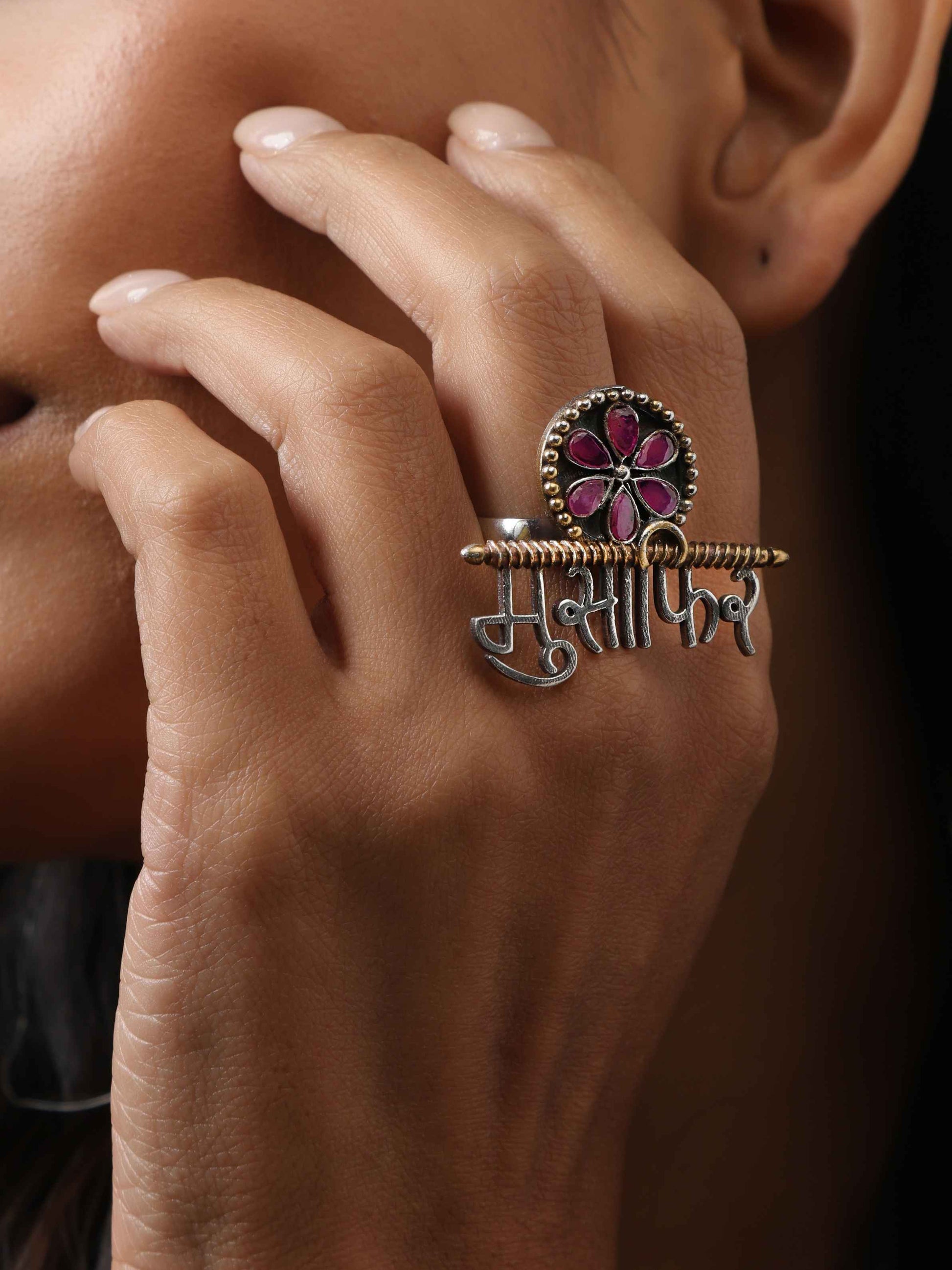 trueBrowns Silver Gold Tone Musafir Ring | Swadesiicart