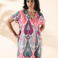 trueBrowns Green Cotton Ikat Slit Dress | Swadesiicart