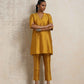 trueBrowns Gold Silk Kurta Co-ord Set - Swadesiicart