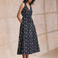 trueBrowns Black White Geometric Print Cotton Sleeveless Wrap Dress | Swadesiicart