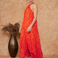 InWeave Women's Orange S Print Twisted Neckline Kurta Pant Set - Swadesiicart