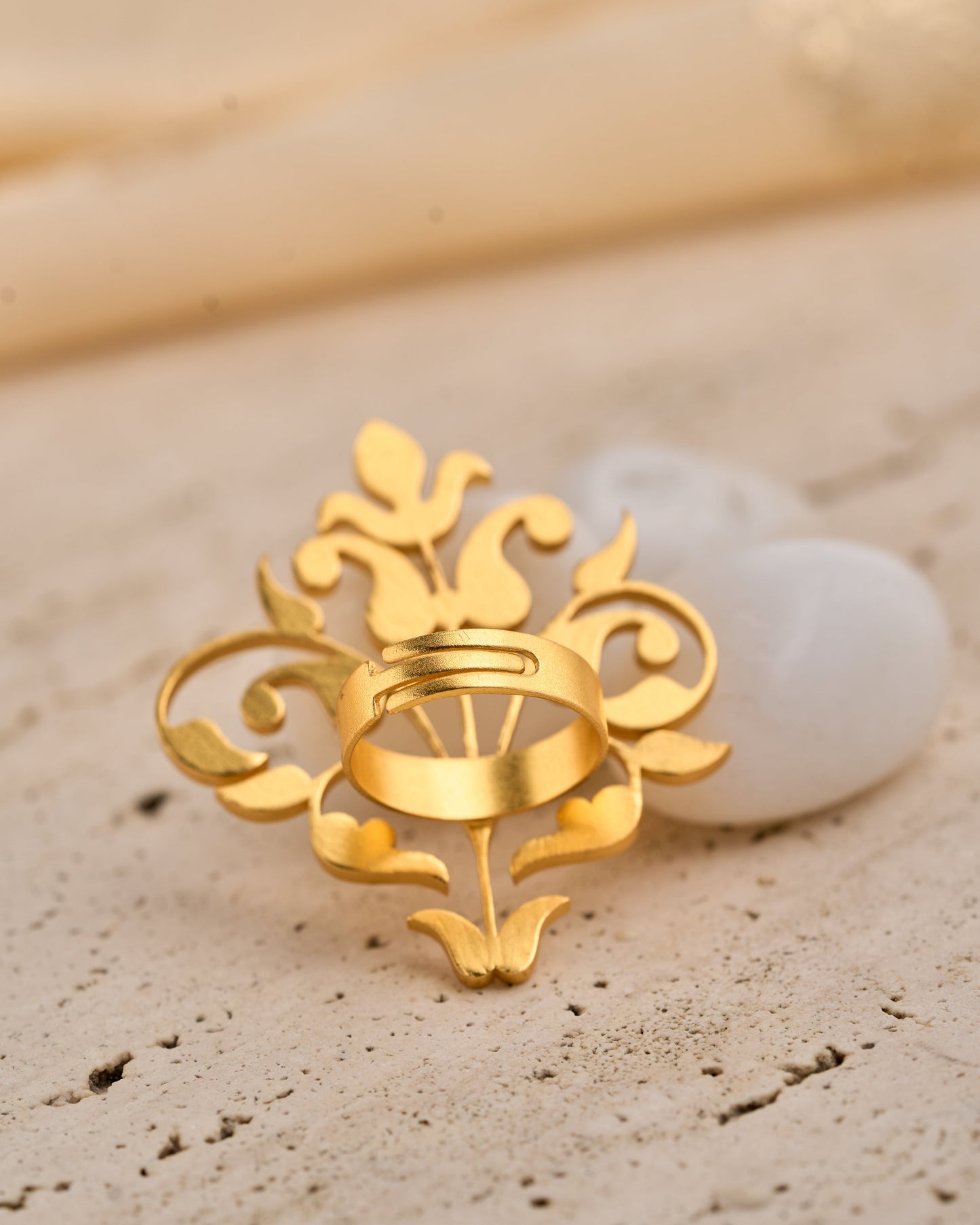 trueBrowns Gold-Polished Leaf Ring | Swadesiicart