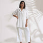 trueBrowns White Cotton Check Shirt Co-ord Set - Swadesiicart
