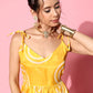 InWeave Women's Yellow Bandhani Motif Shoulder Tie Up Kurta Set - Swadesiicart