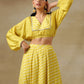 trueBrowns Lime Green Bandhani Printed Silk Top Skirt Set - Swadesiicart