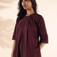 trueBrowns Maroon Cotton Ikat Slit Kurta Pant Set | Swadesiicart