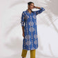 trueBrowns Blue Cotton Stripe Print Kurta Set | Swadesiicart
