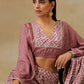 trueBrowns Dark Mauve Bandhani Printed Silk Elasticated Blouse | Swadesiicart