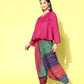 InWeave Women's Magenta Top With Multi Clr Harem Set - Swadesiicart
