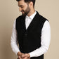 Even Apparels Men's Black Wool Waistcoat with Notched Lapel | Swadesiicart