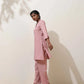 trueBrowns Pink Cotton Linen Kurta Co-Ord Set - Swadesiicart