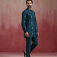 trueBrowns Men's Blue Ikat Print Mandarin Collar Kurta Co-ord set - Swadesiicart