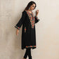 trueBrowns Black Kashmiri Embroidered Woollen Phiran Kurta | Swadesiicart