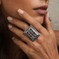 trueBrowns Silver Tone Rectangular Stone Ring | Swadesiicart