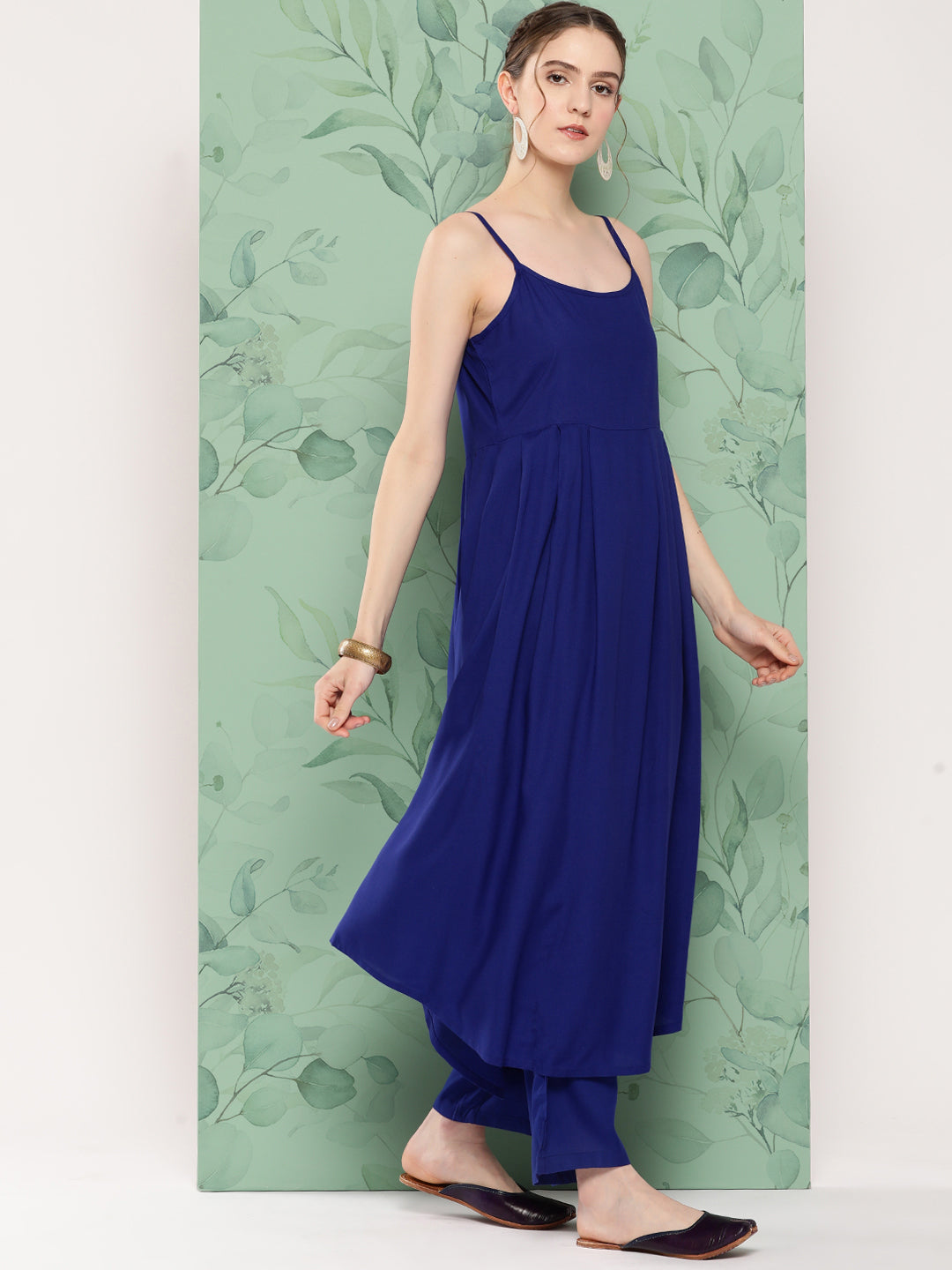 InWeave Women's Ink Blue Strappy Set W White Pink Or Duptta - Swadesiicart