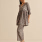 trueBrowns Grey Floral Silk Printed Co-Ord Set - Swadesiicart
