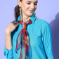 InWeave Women's Aqua Blue Coord Set With Maroon Abstract Scarf - Swadesiicart