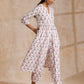 trueBrowns White With Pink Blue Buta Block Print Cotton Kurta Pant Set | Swadesiicart