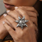 trueBrowns Silver Tone Floral Ring | Swadesiicart