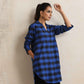 trueBrowns Blue Check Pleated Winter Top | Swadesiicart