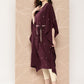 Ahalyaa Women Floral Printed Flared Sleeves Belted Detail Crepe Kaftan Kurta | Swadesiicart