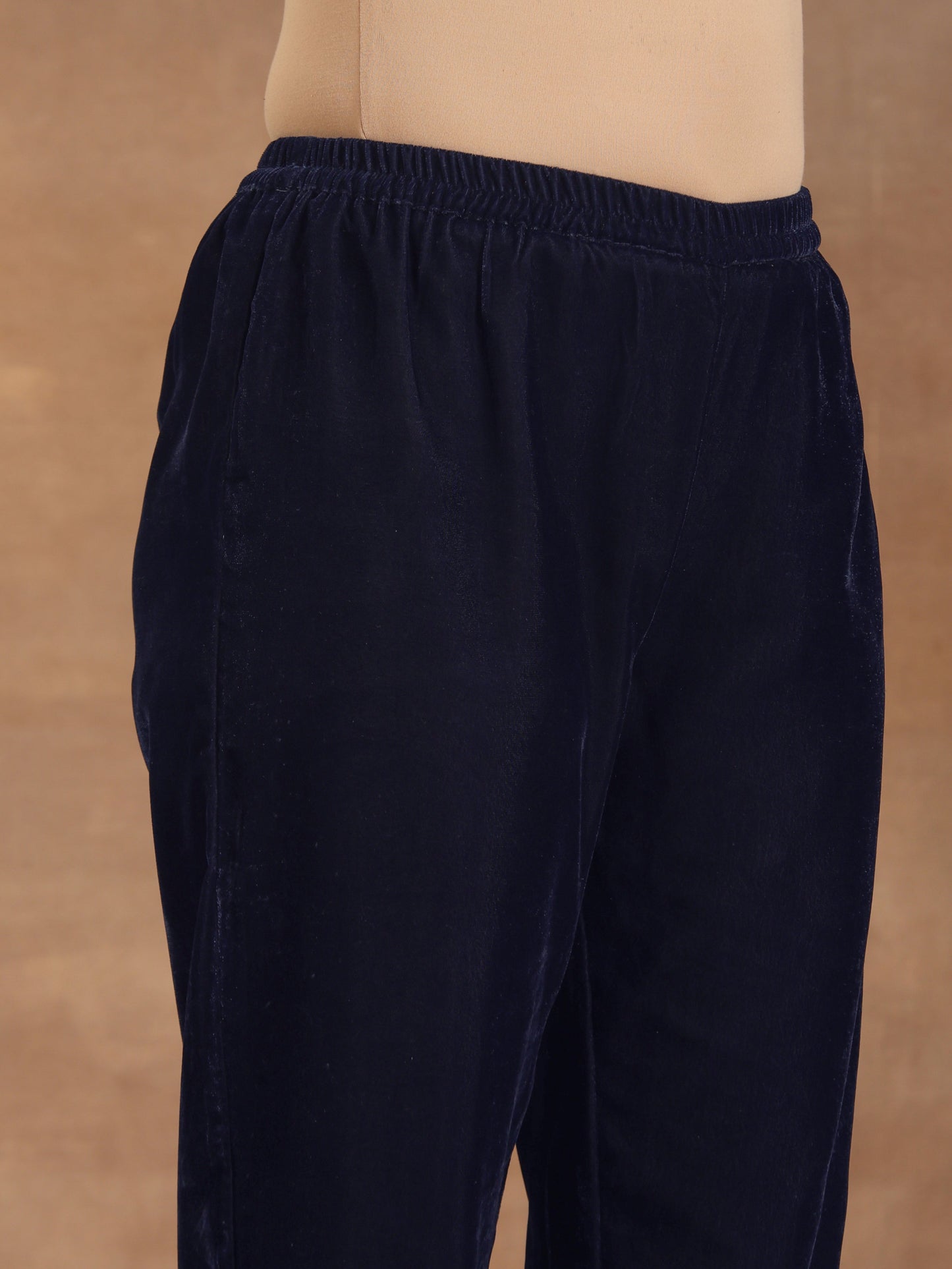 trueBrowns Midnight Blue Velvet Pant | Swadesiicart