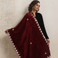 trueBrowns Maroon Velvet Gota Patti Stole | Swadesiicart