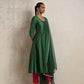 trueBrowns Dark Green Anarkali Kurta Pant Dupatta Set | Swadesiicart