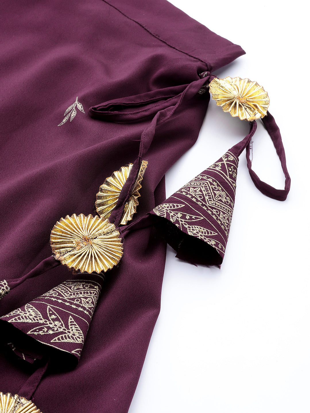 Indian Clothing Ahalyaa Purple & Gold-Toned Printed Sequinned Foil Print Ready to Wear Lehenga & Blouse With Dupatta | Swadesiicart