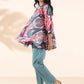trueBrowns Green Cotton Ikat Flared Co-ord Set - Swadesiicart