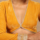 trueBrowns Mustard Velvet Lace Blouse | Swadesiicart
