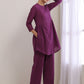 trueBrowns Plum Purple Dobby Gathers Co-Ord Set - Swadesiicart