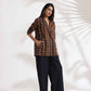trueBrowns Black Cotton Print Jacket Top Co-ord Set - Swadesiicart
