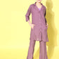 InWeave Women's Mauve Coord Set With Crepe Mauve Crop Top - Swadesiicart