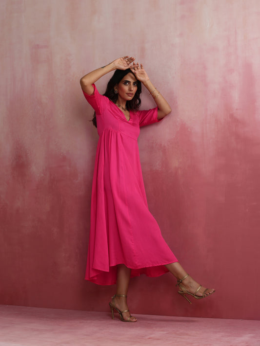 trueBrowns Modal Pink Dress | Swadesiicart