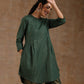 trueBrowns Dark Green Gold Cotton Side Gather Co-Ord Set - Swadesiicart
