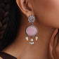 trueBrowns Silver Tone Pink Stone Dangle Earrings - Swadesiicart