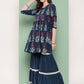 InWeave Women's Indigo Boota Sharara Set - Swadesiicart
