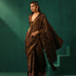 trueBrowns Black Cotton Gold Lurex Striped Ready to Wear Saree | Swadesiicart